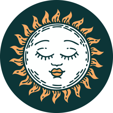 Bir insan tarafından çizilmiş bir güneşin ikonik dövme şekli