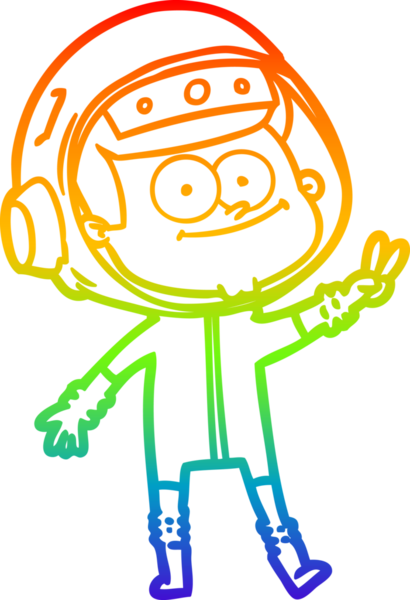 gökkuşağı gradyan çizimi mutlu bir astronot çizgi filmi bir insan tarafından çizildi