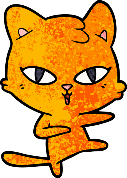 Bir insan tarafından çizilmiş çizgi film kedisi.