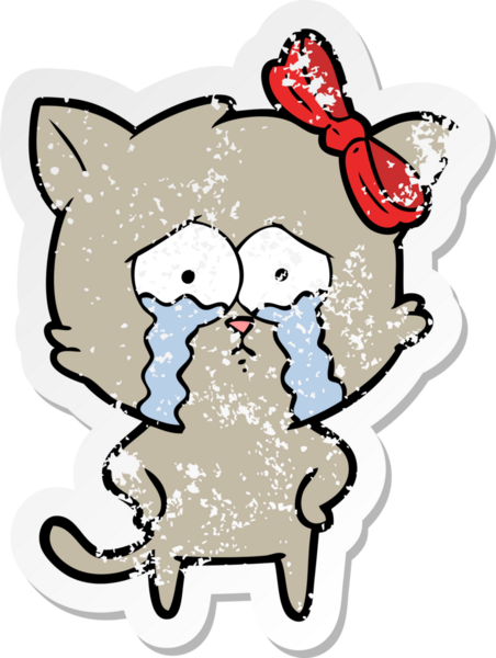 Bir insan tarafından çizilmiş karikatür bir kedinin sıkıntılı çıkartması.