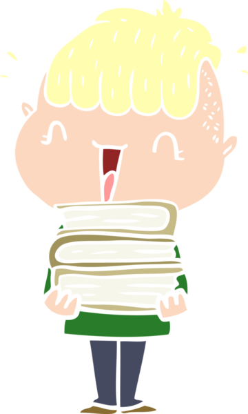 Düz renkli çizgi film. Mutlu çocuk bir insan tarafından çizilmiş.