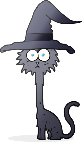 Bir insan tarafından çizilmiş serbest çizim cadılar bayramı kedisi.