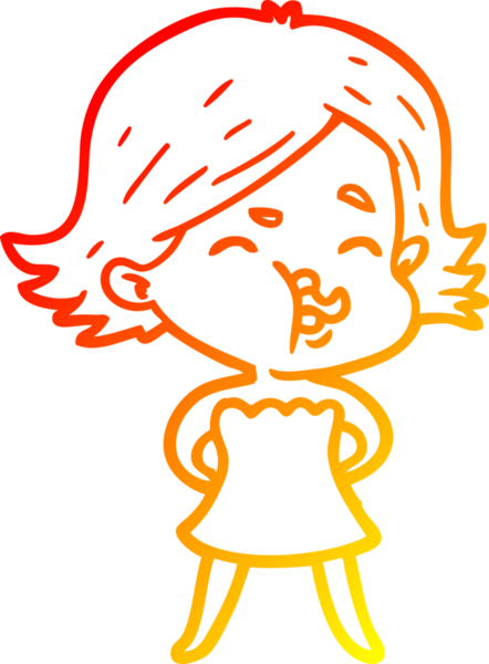 Bir insan tarafından çizilmiş bir çizgi film kızının sıcak çizgi çizimi.