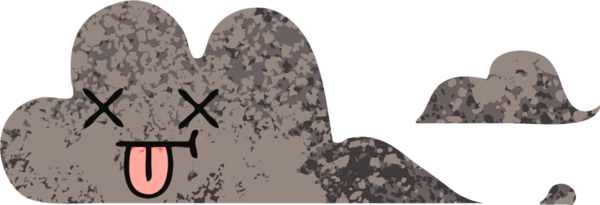 Bir insan tarafından çizilmiş bir fırtına bulutunun retro çizim tarzı karikatürü