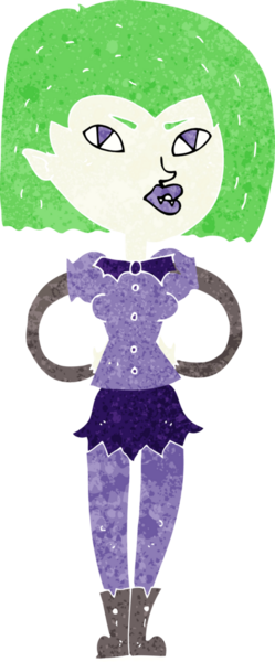 Bir insan tarafından çizilmiş vampir kız çizgi filmi.