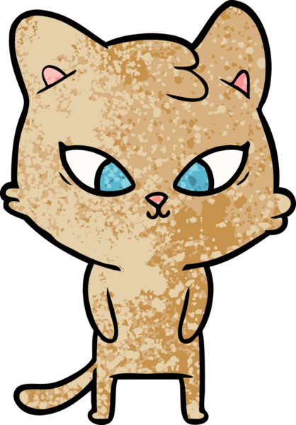 Bir insan tarafından çizilmiş sevimli çizgi film kedisi.