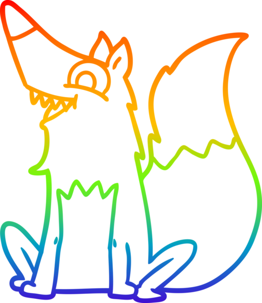 gökkuşağı gradyan çizgi çizimi bir insan tarafından çizilmiş mutlu tilki