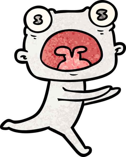 Bir insan tarafından çizilmiş garip bir uzaylı çizgi filmi.