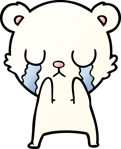 Bir insan tarafından çizilmiş ağlayan kutup ayısı çizgi filmi.