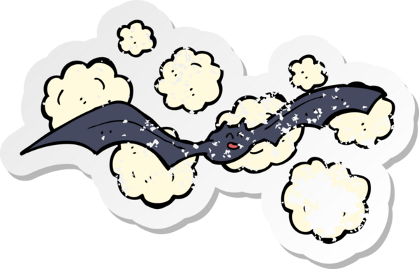 Bir insan tarafından çizilmiş ürkütücü bir yarasanın gerilmiş çıkartması.