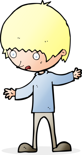 Bir insan tarafından çizilmiş kolları açık çizgi film çocuğu.