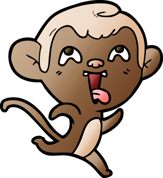 Bir insan tarafından çizilmiş çılgın çizgi film maymunu