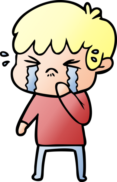 Bir insan tarafından çizilmiş ağlayan çizgi film çocuğu.