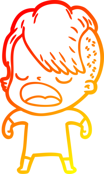 Bir insan tarafından çizilmiş havalı bir hippi kızın sıcak çizgi çizimi.