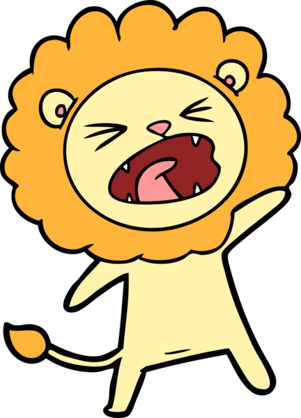 Bir insan tarafından çizilmiş çizgi film aslanı.
