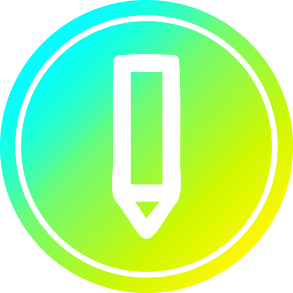 Bir insan tarafından çizilmiş havalı gradyan çizgili basit bir kalem dairesel simgesi