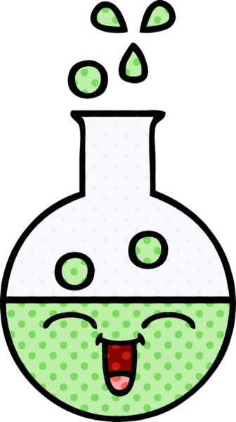 Bir insan tarafından çizilmiş bir test tüpünün çizgi romanı.