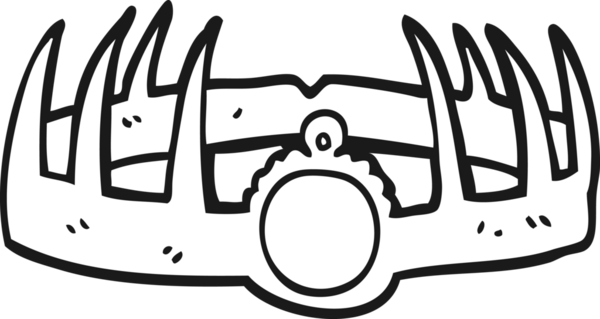 Bir insan tarafından çizilmiş siyah beyaz karikatür tacı.