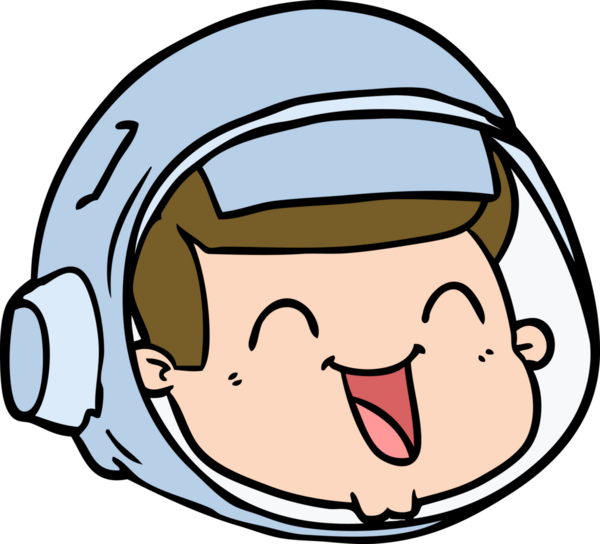 Bir insan tarafından çizilmiş mutlu astronot yüzü.