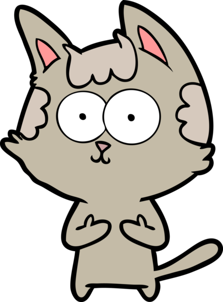 Bir insan tarafından çizilmiş mutlu çizgi film kedisi.