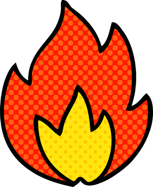 Bir insan tarafından çizilmiş çizgi roman tarzı bir ateş.
