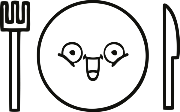 Bir insan tarafından çizilmiş bir yemek tabağının karikatürü.