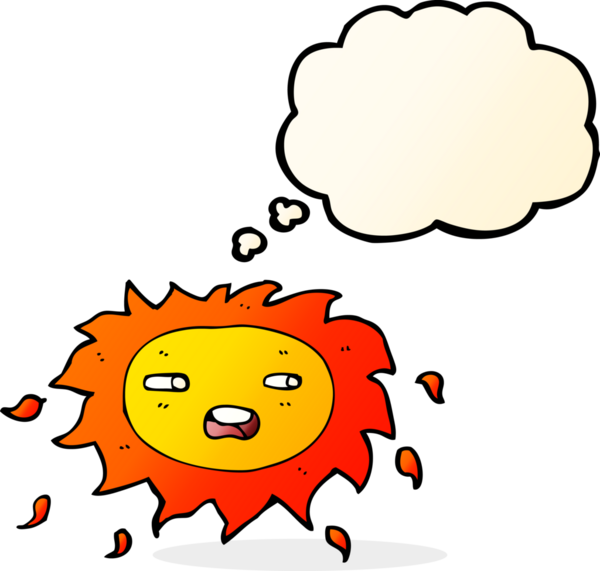 karikatür hüzünlü güneş düşünce baloncuğu insan tarafından çizilmiş