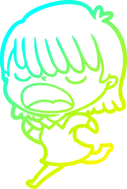 Bir insan tarafından yüksek sesle çizilmiş bir karikatür kadın çizimi.