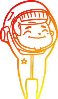 Bir insan tarafından çizilmiş mutlu bir astronotun sıcak çizgi çizimi