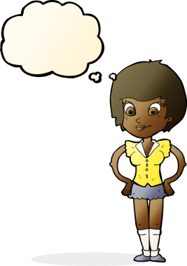 Kalçasında insan tarafından çizilmiş düşünce baloncuğu olan güzel bir kadın.