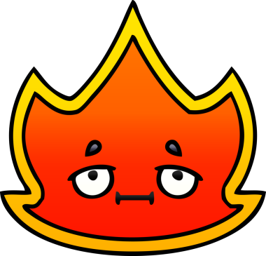 Bir insanın çizdiği ateşin gölgeli çizgi filmi.