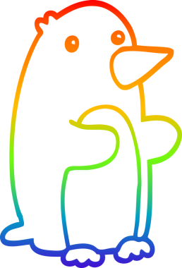 gökkuşağı gradyan çizimi bir insan tarafından çizilmiş bir penguen çizgi