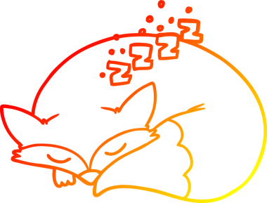 Bir insan tarafından çizilmiş uyuyan tilki çizgi çizimi.