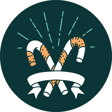 Bir insan tarafından çizilmiş dövme stili şeker kamışlarının simgesi