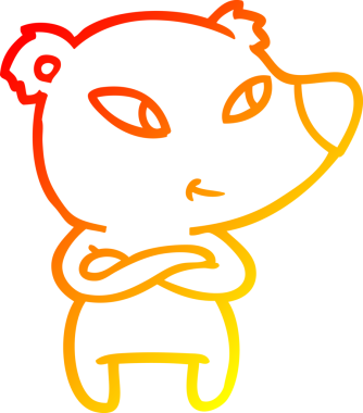 Bir insan tarafından çapraz kollu şirin bir ayının sıcak çizgi çizimi.