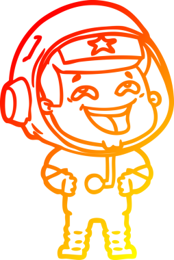 Bir insan tarafından çizilmiş gülen astronotun sıcak çizgi çizimi