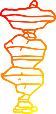 Bir insan tarafından çizilmiş karikatür kayalarının sıcak gradyan çizgileri.