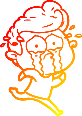 Bir insan tarafından çizilmiş, ağlayan bir adamın sıcak çizgi çizimi.