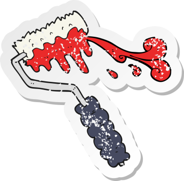 Bir insan tarafından çizilmiş bir karikatür boya rulosunun gerilimli yapıştırması.