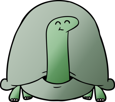 Bir insan tarafından çizilmiş karikatür kaplumbağası.