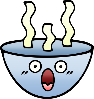 Bir insan tarafından çizilmiş sıcak çorbanın gölgeli karikatürü.