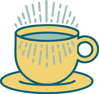 Bir insanın çizdiği kahve fincanının ikonik dövme şekli.