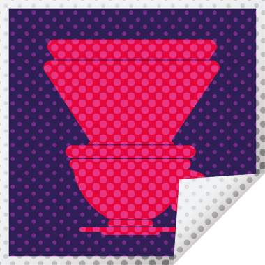 Bir insan tarafından çizilmiş kahve filtresi kare kabuğu çıkartması.