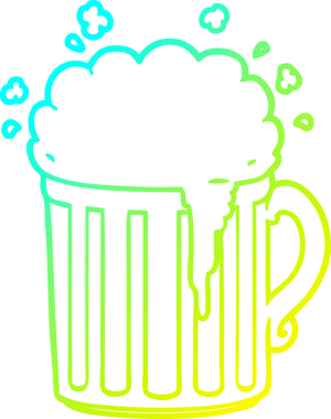 Bir insan tarafından çizilmiş bira bardağının soğuk gradyan çizimi.