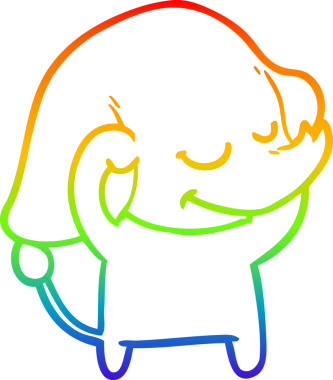 Bir insan tarafından çizilmiş gülümseyen bir filin çizgi çizimi.