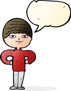 Bir insan tarafından çizilmiş konuşma balonu olan gururlu bir adam.