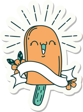 Bir insan tarafından çizilmiş dövme stili buz lolipopu.