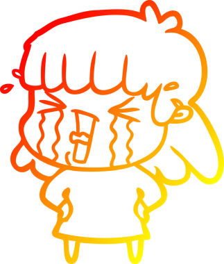 Bir insan tarafından çizilmiş göz yaşları içindeki çizgi film kadını çizimi.