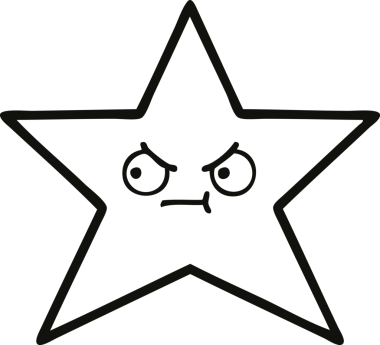 Bir insan tarafından çizilmiş altın yıldızın çizgi çizimi.