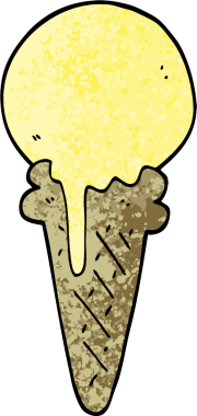 Bir insan tarafından çizilmiş grunge desenli çizgi film dondurma külahı.